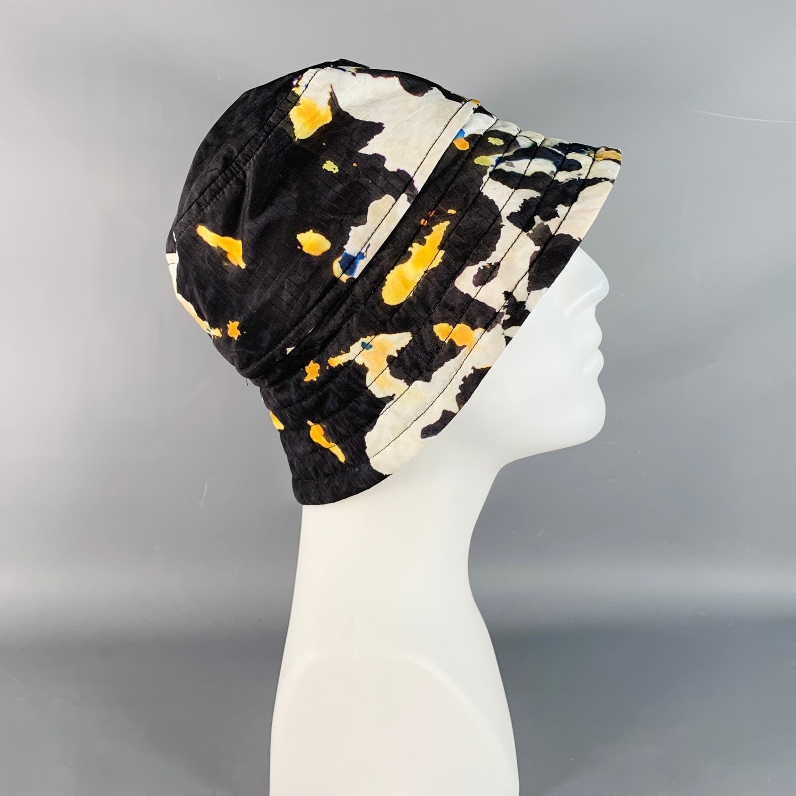 Dries Van Noten Size S Black Multi Color Splatter Polyamide Bucket Hat